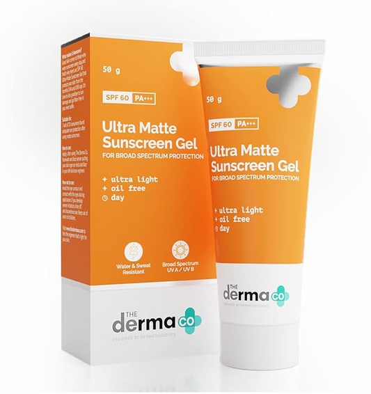 The Derma Co Ultra Matte Sunscreen Gel with SPF 60 For all skin type, 50 g